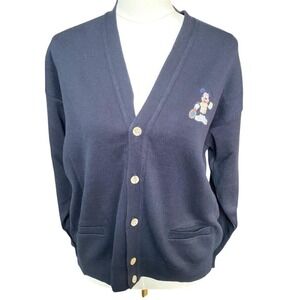 Vintage Donaldson tennis Mickey navy cardigan made‎ in Belgium